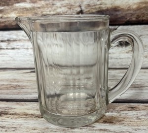 Vintage Ribbed Beer Pitcher 5” Glass Clear