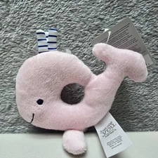Carter's Rattle Plush Pink Whale Soft Toy Stuffed Animal Shower Gift Baby Girl