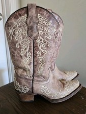 Corral Kids' Embroidered Snip Toe Western Boots Size 2 Used Good