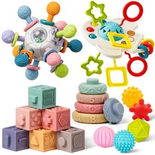 Baby Toys 6 to 12 Months, 5 In 1 Montessori for 1 Medium, Multicolored