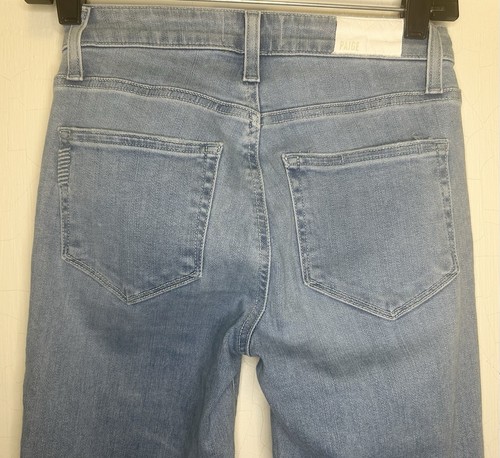 Paige Size 23 Blue Light-Wash 5-Pocket Belt-Loops Raw Hem Hoxton Ankle Jeans - Picture 8 of 12