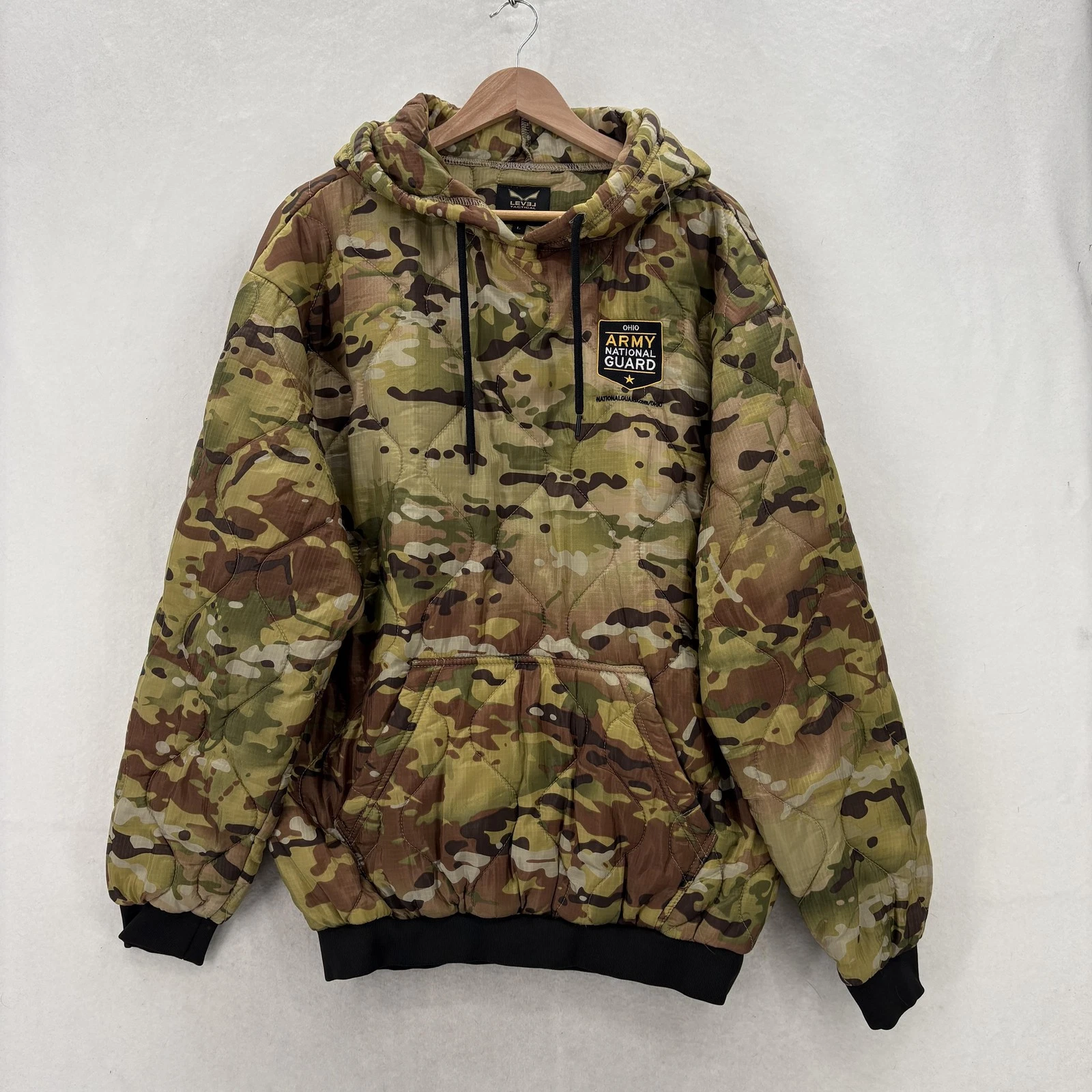 Level Tactical Jacket Mens Large Green Camo OCP Woobie Hoodie Army Guard Quilted