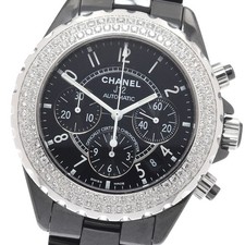 CHANEL J12 black ceramic H1009 Double Diamond Bezel Automatic Men's Watch_948444