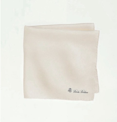 #ad Brooks Brothers 100% Silk Ivory Pocket Square MSRP $29.50 Small Minor Flaws $11.99