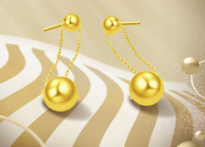 99% Pure Gold Spherical Pendant Earrings 3.2 ...