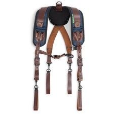 Tool Belt Suspenders Full-Grain Leather 1680D Nylon Padded Shoulder Strap...