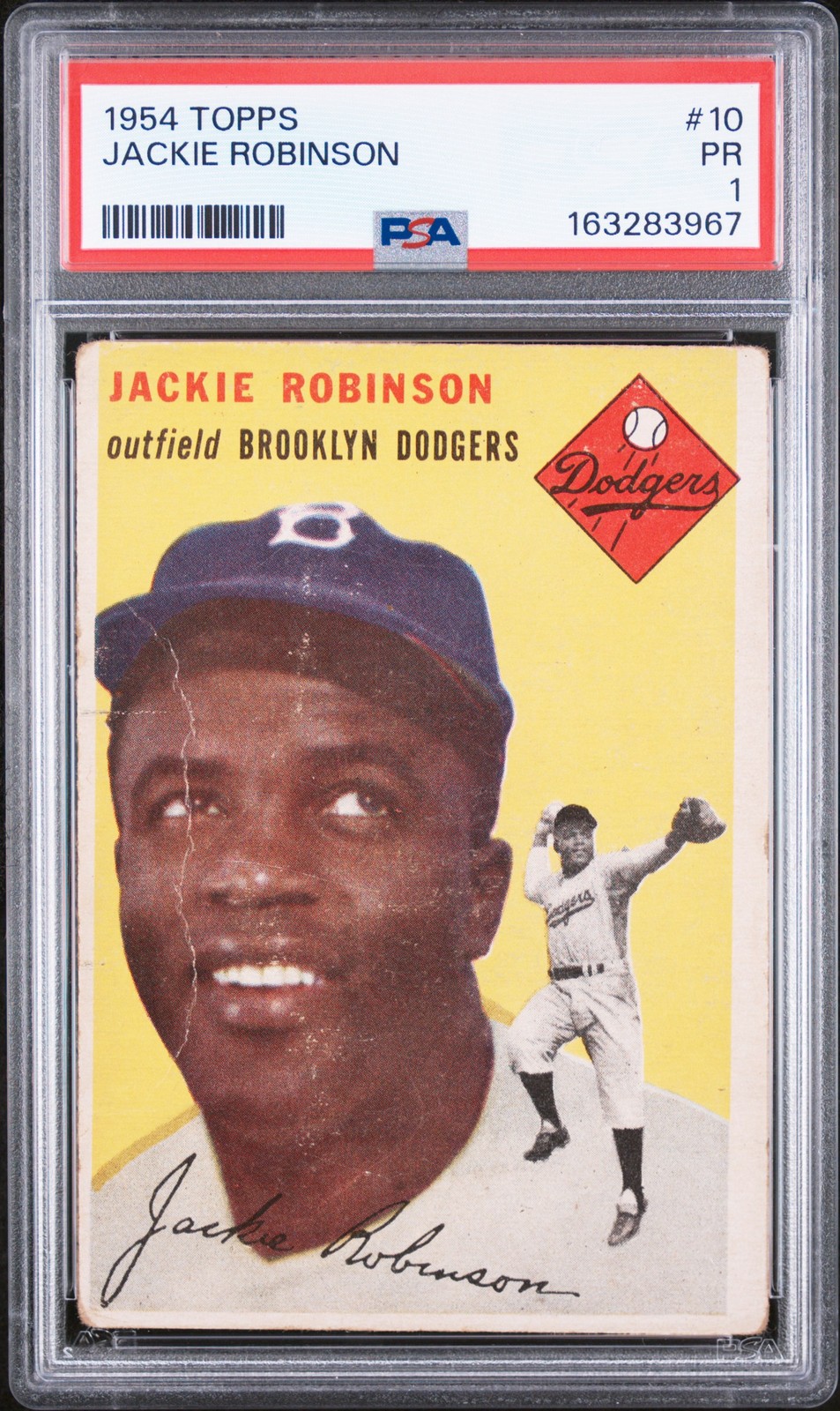 1954 TOPPS #10 JACKIE ROBINSON PSA 1