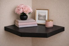 Floating Corner Wall Shelf White Lilac, Oak, Black MDF Wood Display Shelves 