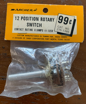 NIP Radio Shack Archer 12 Position Rotary Switch 275-1385 , 0.3amps @ 120VAC