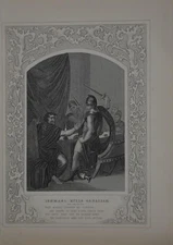 Antique Religious Art Ishmael Kills Gedaliah 1860 Engraving Original