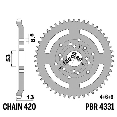 Derbi Senda S.M. 50 1996-1999 Krone PBR Schritt 420 53 Zähne Eisen