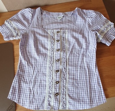 Distler Trachtenbluse Gr. 40 Flieder Kariert
