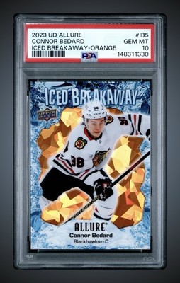 2023 Upper Deck Allure Iced Breakaway #IB-5 Orange /399 Connor Bedard RC PSA 10