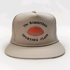 The Homestead Sporting Clay's Hat Beige Shooting Club Rope Snapback Cap Vintage