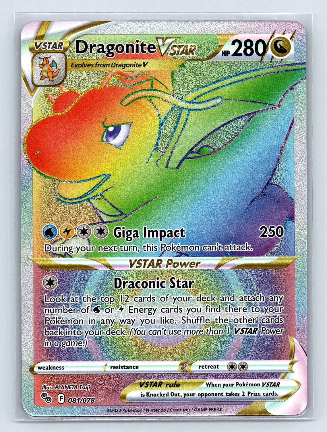 Dragonite VSTAR 081/078 Pokemon GO Rare Rainbow Pokemon NM/M