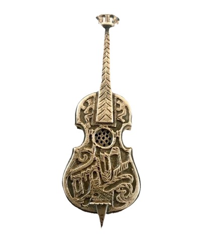 STERLING SILVER NETAFIM VIOLIN/CELLO ORNATE SPICE BOX ISRAEL JUDAICA