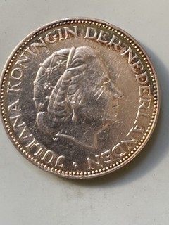 Münze Niederlande: 2 1/2 Gulden: Königin Juliana: 1960: Silber 0.720