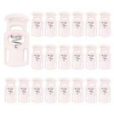 35Pcs Nylon Spring Cord Locks Elastic Toggle Stop Slider Clamp, Light Pink