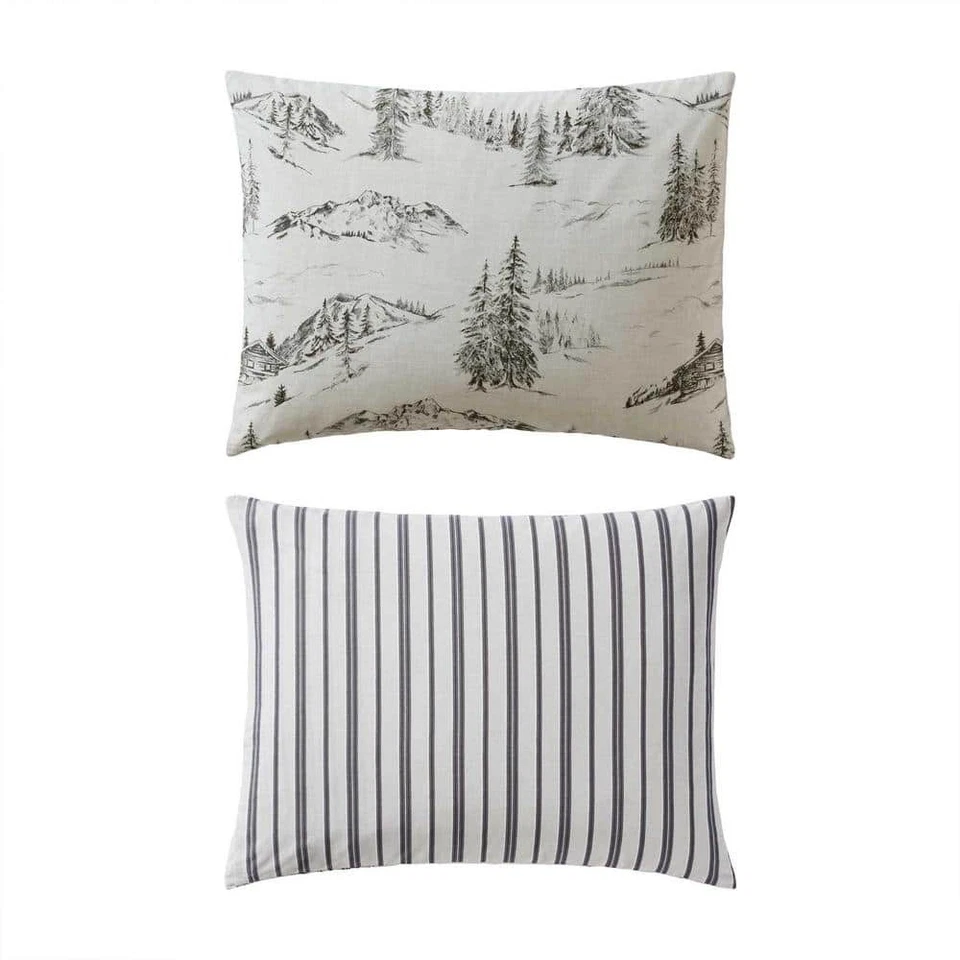 Juego de edredón Mountain Plaid 3 piezas gris claro/beige 100 % algodón King USHSA5130 Foto 4 de 4