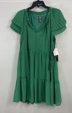 Vince Camuto Womens Green Solid Ruffle Sleeve Dress Dress Size 12