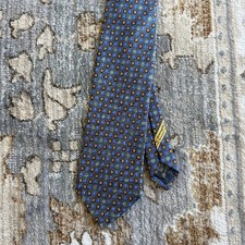 Ermenegildo Zegna 100 Silk Men  s Tie Blue Art Print Made In Italy Flower Floral