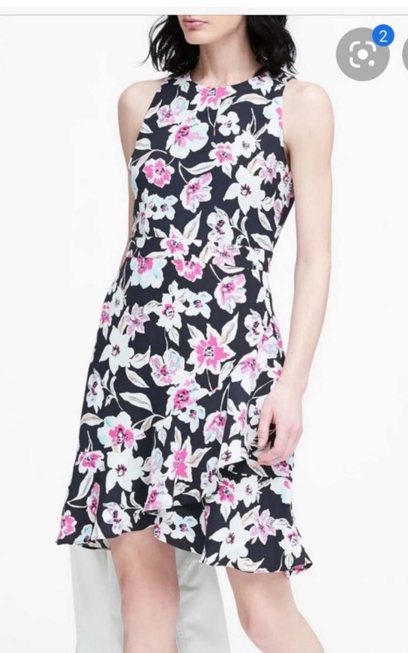 New Banana Republic Navy Floral Dress Size 6