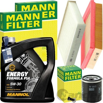 MANN INSPEKTIONSPAKET+MANNOL 5W-30 ÖL passend für TOYOTA AYGO B4 PEUGEOT 1.0VTi