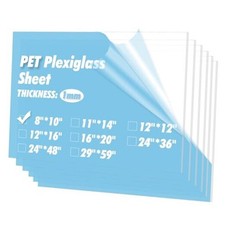 -Pack of 8 10" PET/Plexiglass Sheets, Transparent Clear 8" x 10", 1mm Thick 5