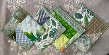 set of 4 large COASTERS GREEN scrappy *HANDMA...