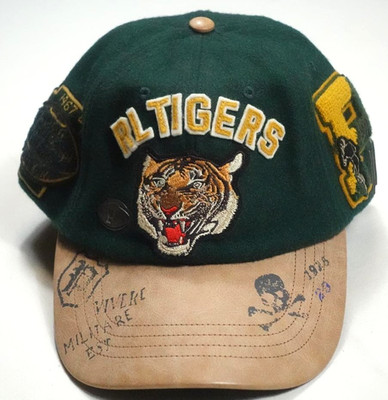 Polo Ralph Lauren Cap Hat Tiger Varsity Leather Letterman P Wool Skull RARE