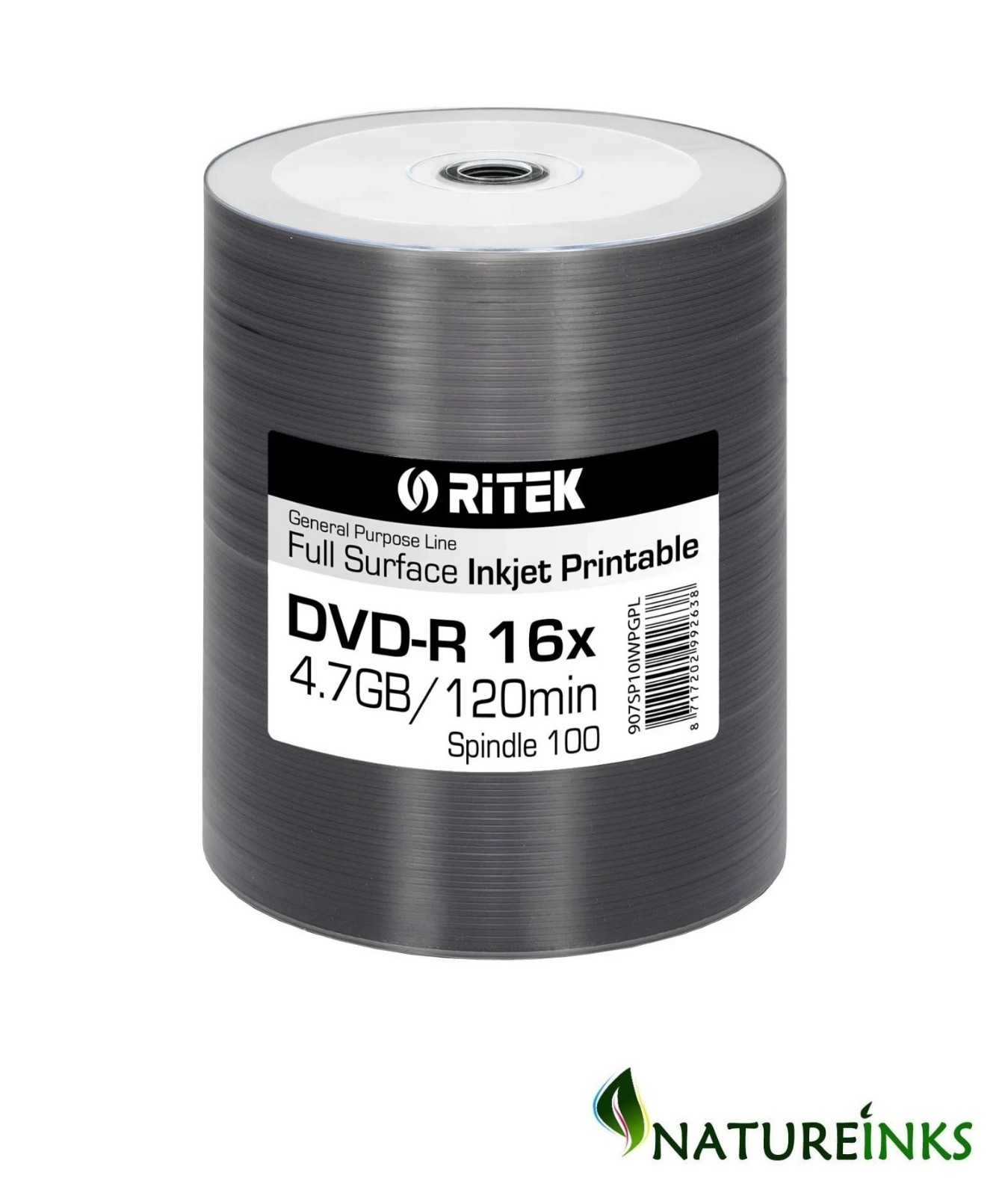 100 Ritek Duplication Printable Blank DVD DVD-R 16x 4.7GB 120 min Discs Grade A+