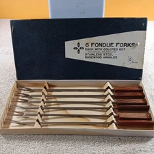 Cutler’s International Set Of 6 Stainless Steel Rosewood Fondue Forks, Japan