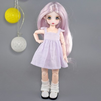 1/6 BJD Doll Elf Ears DIY Dolls + Handpainted Face Makeup + Soft Wig + Dress