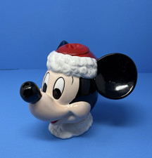 Vtg Applause Disney Mickey Mouse Christmas Teapot Santa Hat Holiday Table Decor
