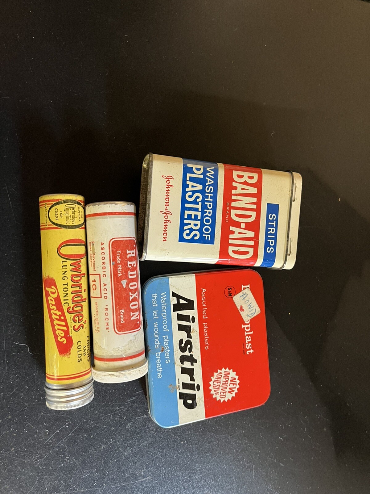 Vintage Medical Tins Plasters Bandages Unusual Advertising Original