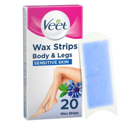 Veet Easy-Gel Legs Wax Strips With Almond Oil For Sensitive Skin 20 Pack