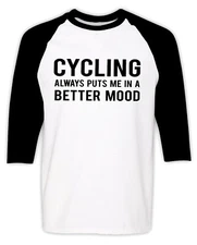 Funny Cycling T-shirt Raglan Baseball Style Cycle Bike Biking Bicycle Rider Tee