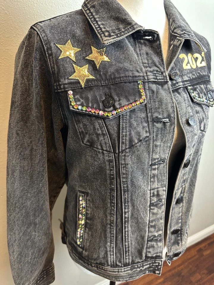 Angel Competition Bikinis Fashion Show Bedazzled Jean Jacket Size Small Rare - Image 3 of 4