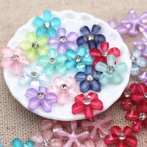 Multicolor Rhinestone Flower Camellia Cabochons - Jewelry Resin Cabochon 50pcs - Picture 1 of 25