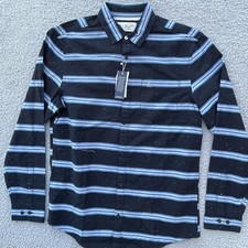 NWT Penguin by Munsingwear Men's Black Blue Striped Button Down Shirt Medium