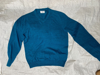 C&A The Basics Men's 100% Cotton V-Neck Jumper - Size 3XL- Turquoiuse Blue