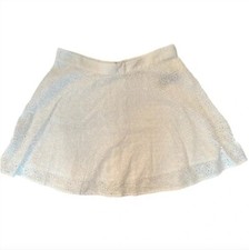 Women's Forever 21 White Skater Skirt with Eyelet and Floral Details Size Small