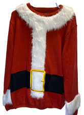 Santa Claus red Christmas sweater size Large 100 Acrylic