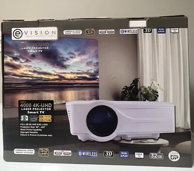 E-Vision 4000 4K-UHD Laser Projector Smart TV New