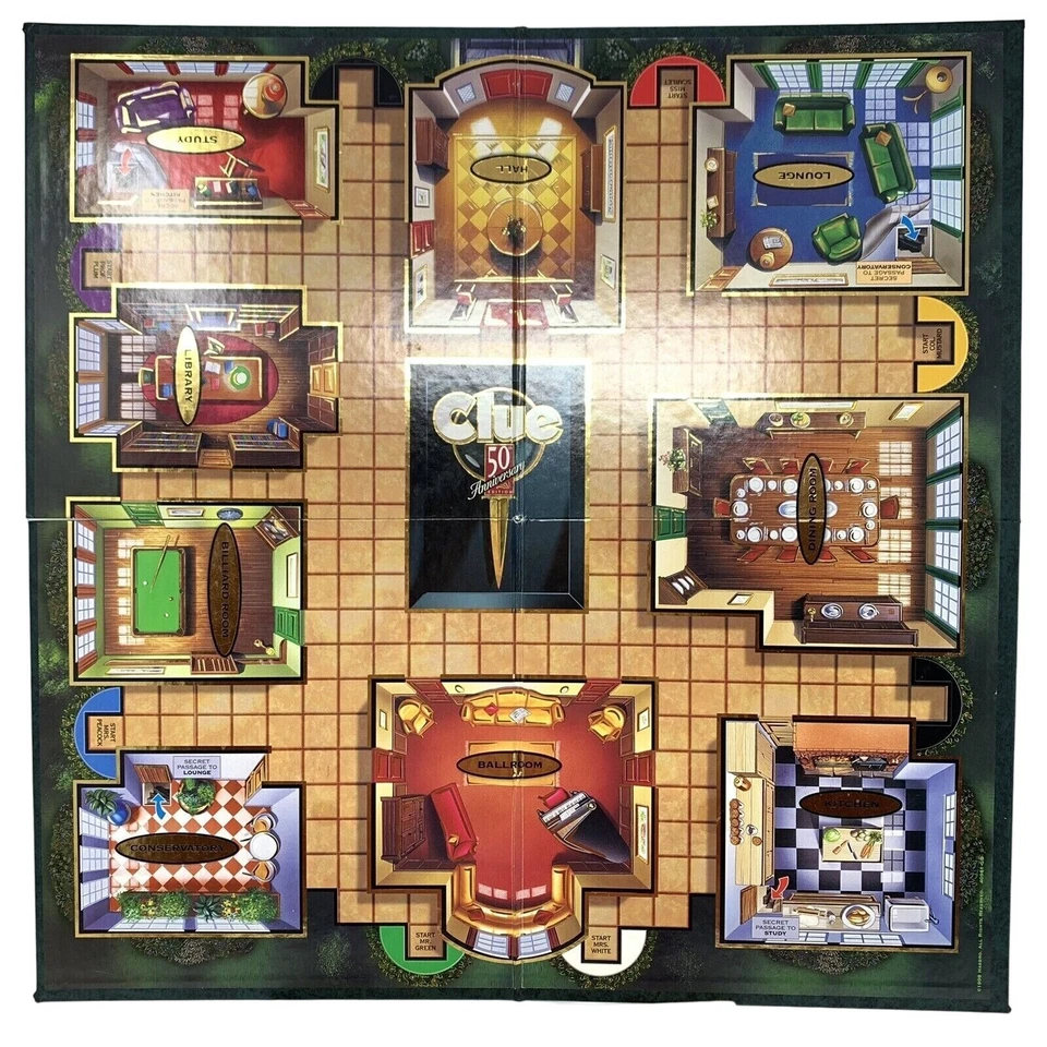 Clue 50th Anniversary Game Board Only Replacement Part Piece Map Rule Book - Image 2 of 4