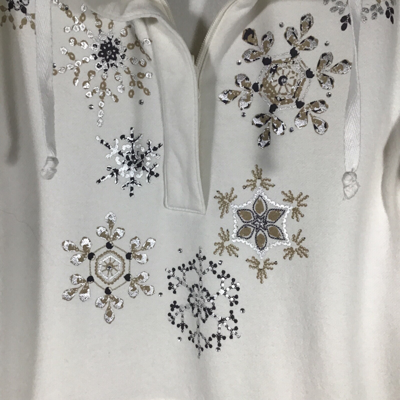 Basic Editions Jacket Ivory Sz M Soft Fleece  1/4… - image 6