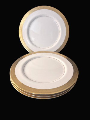 Mikasa Harrow Dinner Plates Gold Encrusted Band 10.5'' Set of 4 - 2 Sets Avail.