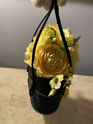 Carole Lembo Beautiful Black Satin Bag Yellow Rose purse Handmade Prom Date Bag