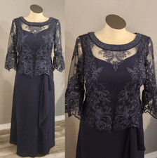 Dark Navy Plus Size Mother of the Bride Dresses with Jackets Modest Hot Sales