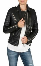 Women's Jacket Genuine Lambskin Leather Motorcycle Slim Fit Designer Biker 